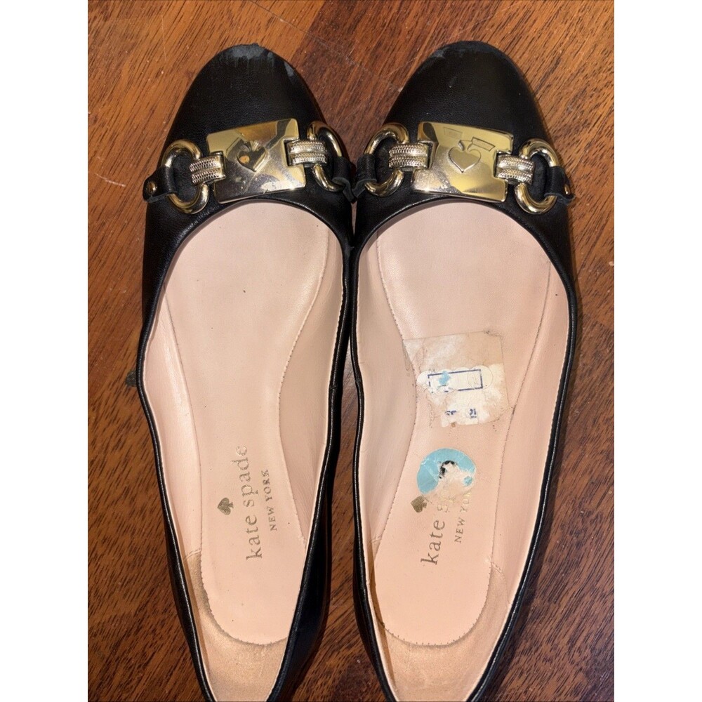 Kate Spade Women's Sz 6  Phoebe Black Leather Ballet Flats